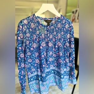 J Crew Long Sleeve Sheer Floral Blouse
